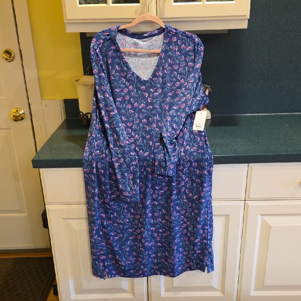 Floral Blue Long Sleeve Nightgown